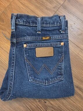Wrangler Dark Blue Denim Jeans with Tan Patch